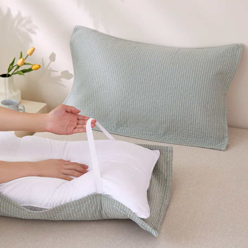 枕巾纯棉一对g装全棉高档纱布枕头巾可固定防头油男生四季通用绑