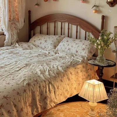 美式古风式木床现代简人约古温莎1.5双床主卧法1.8民见详情宿复出