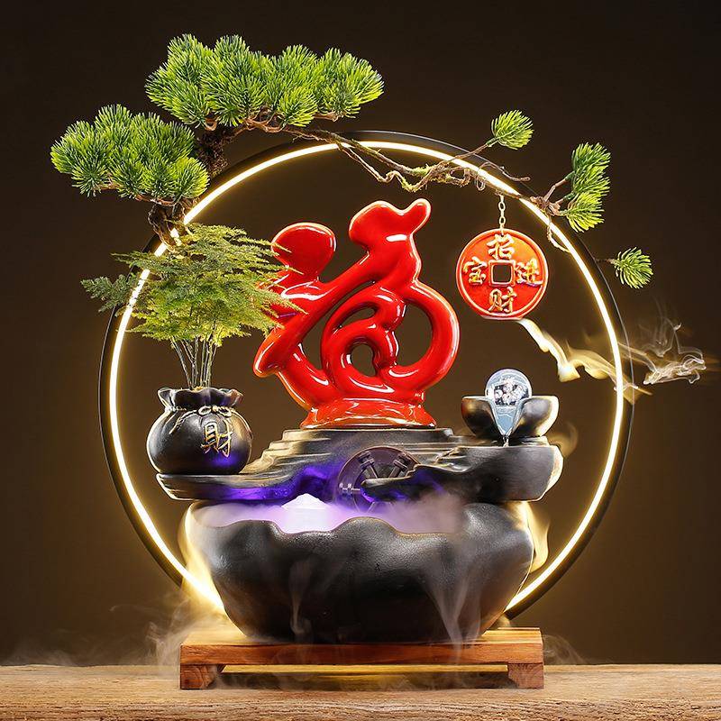 流财水招财猫客厅装饰摆件居生饰品桌面循环水PSL车乔迁开业家礼