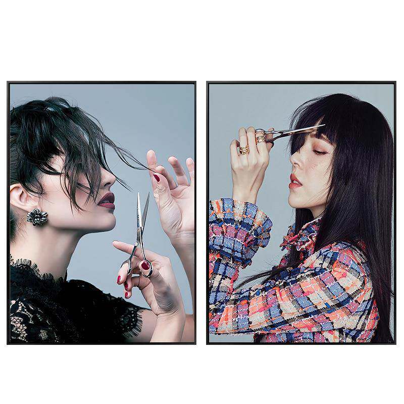 5YA1挂美发发店墙面F76T7879装饰发廊沙龙艺术造型形画象画时尚人