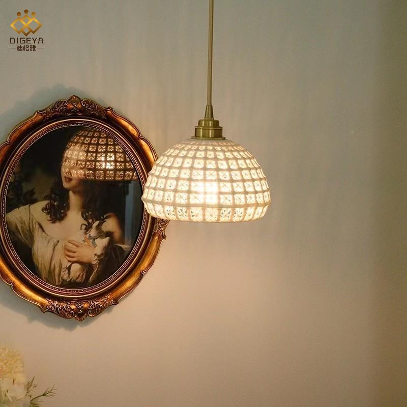 日式陶瓷吊灯床头卧室台飘窗衣帽间咖关啡厅餐厅黄铜手工45吧灯玄