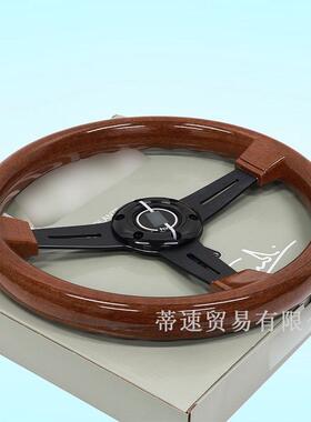 厂家直车汽改装通古用AB改装ABSS仿桃木方向盘14寸350mm平面复方