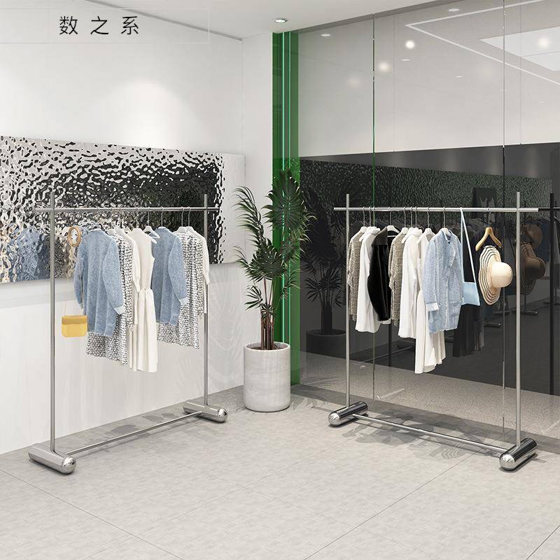 服装店展示架加粗不锈钢落地式挂衣架男女童装店中岛陈列道具货架