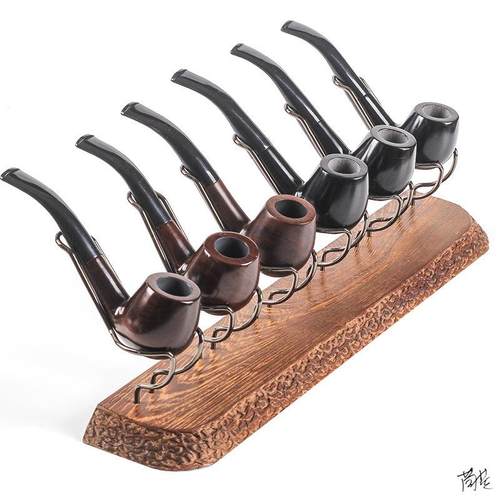 烟斗架实木光滑单斗坐式烟灰缸书桌斗托架架子创意办公室桌面多位