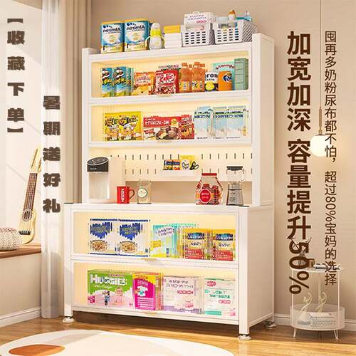 加厚钢制防尘书柜婴儿喂养台宝宝用品玩具储物柜餐边柜门后置物架
