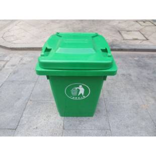 新款 加厚80L升垃圾桶环卫带盖塑料垃圾桶户外小区塑料桶