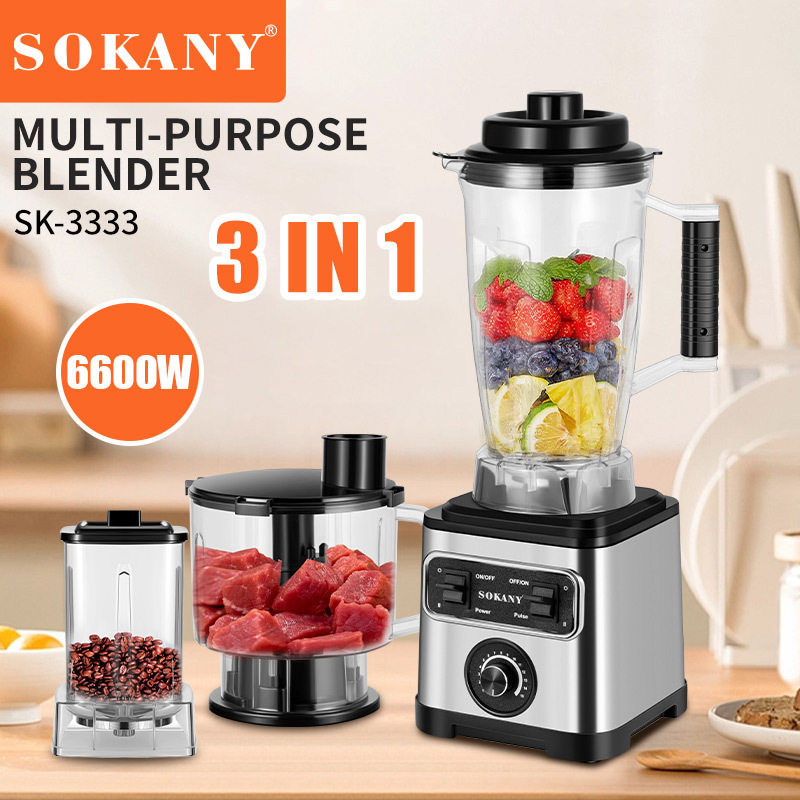 NEWSOKANY3333绞肉磨豆碎冰机3in1Blender破壁豆浆机干湿两用