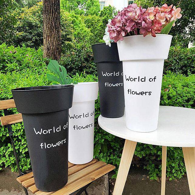 圆形料英花文花桶醒花养桶鲜厂家直供花束插塑桶家用大号花店用材