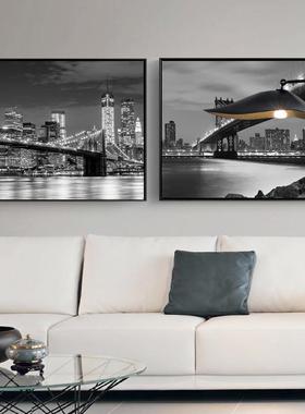 繁华市现QX202011代简约厅装饰画摄影都术挂画艺创意后现代风格黑