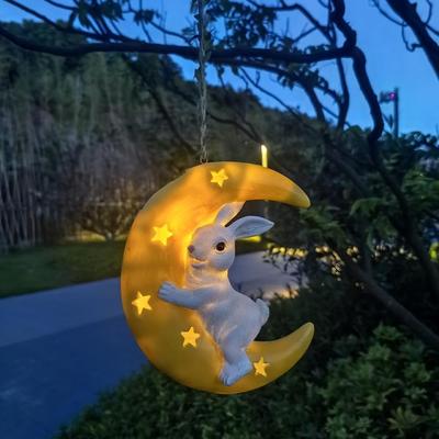 可兔子月亮HZDZ2022太阳能挂件户外花院园庭挂树阳台管道幼儿爱园