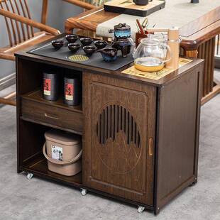 置移动茶水柜茶柜茶台烧茶吧桌边EIQ柜置物架实桶木办公室下水水