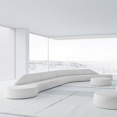 简休闲约弧形布艺半圆形沙发办公室会客区洽谈商务区U型4S店沙发