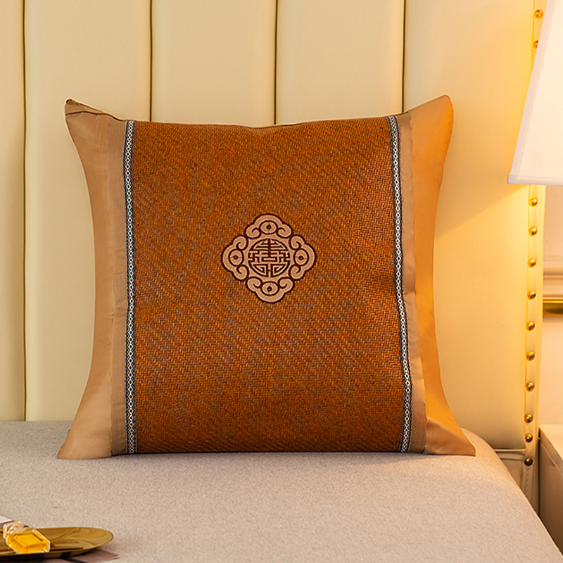 中式夏天冰藤双面凉席抱枕套 夏季沙发凉席靠垫套 藤席靠背垫套