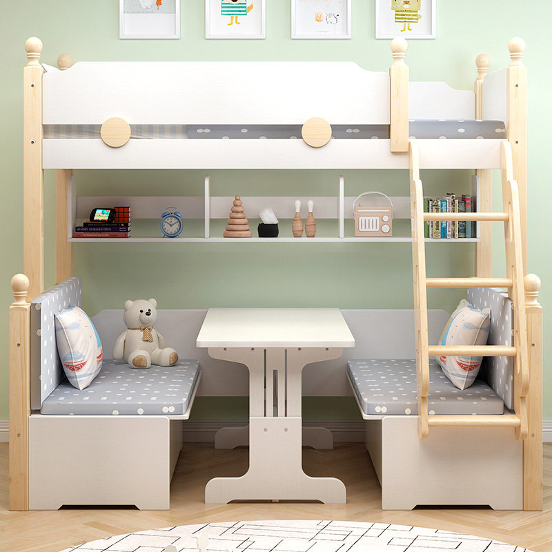 实木多功能上下床组合床上床下桌高低床上床下柜儿童床书桌床一体