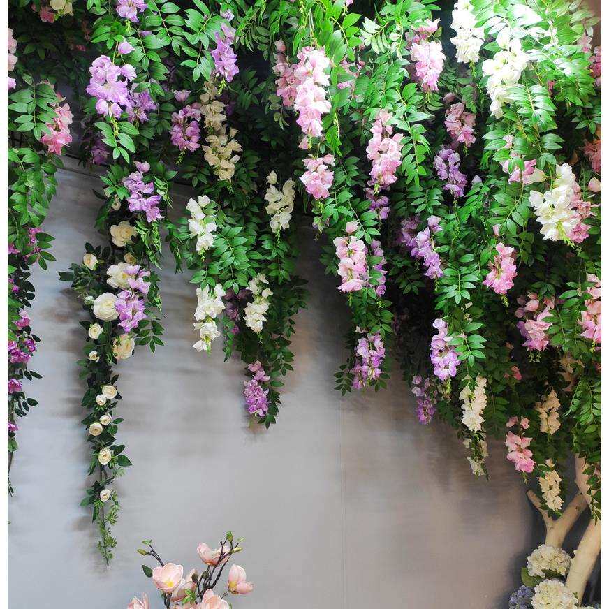 仿真灯笼花紫藤花豆花挂藤壁挂垂吊造景带花植物花卉装饰仿真花