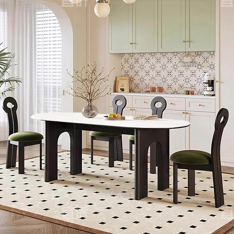 岩板餐桌家用现代简约轻奢小户型北欧饭桌2026新款实木餐桌椅组合