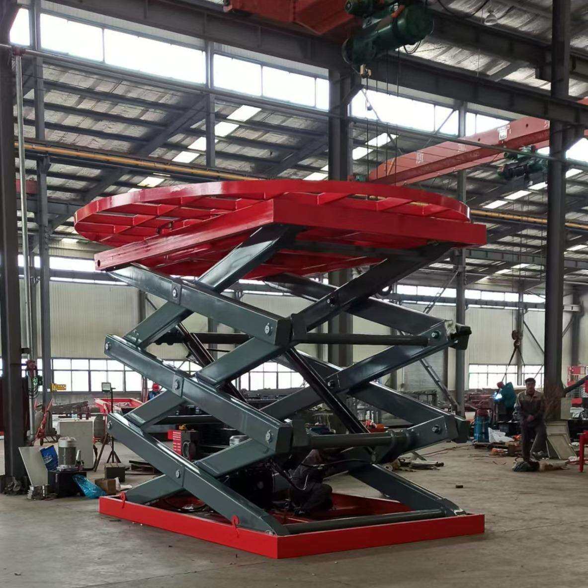 剪叉式升降平台圆形旋转舞台固定展示带4S店汽车升降机8米升降台