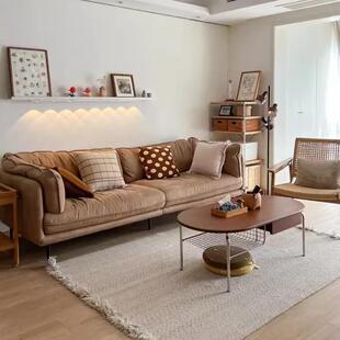 北欧日式布艺沙发现代客厅奶油风小户型双人直排科技布猫抓皮沙发