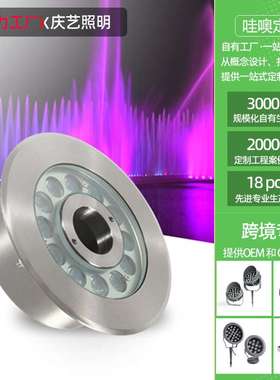 LED水底射灯304不锈钢灯体水下喷泉灯欧司朗光源24vIP67水池RGB