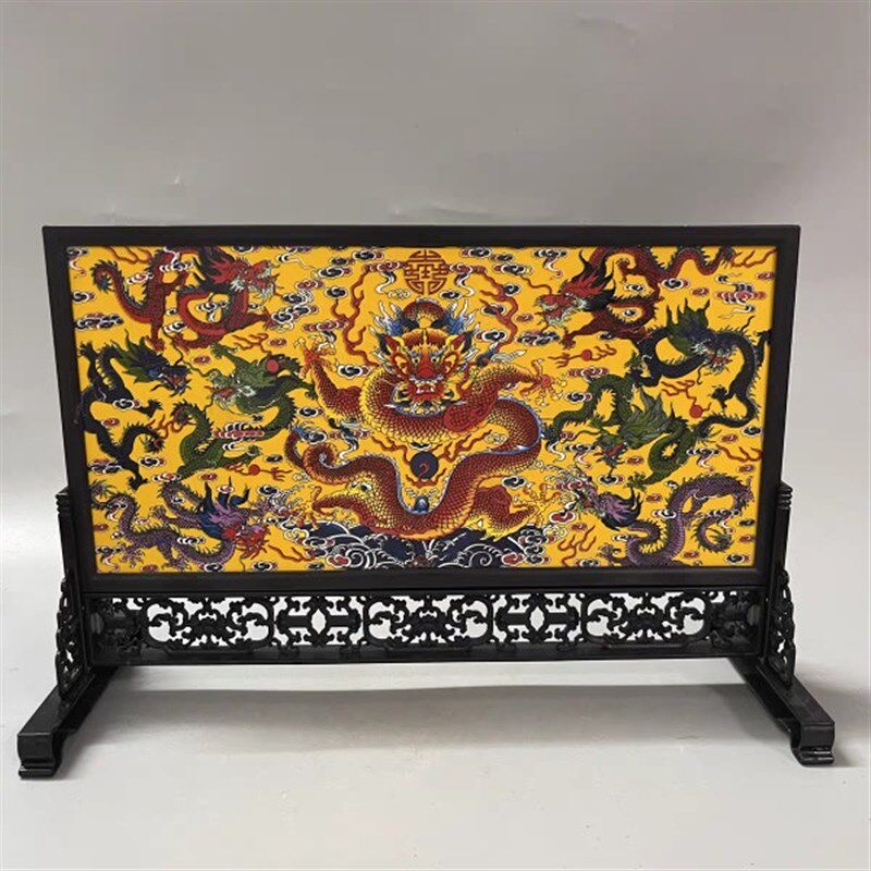 仿古瓷器宫廷风格瓷板画屏风家装客厅办公室摆件工艺品古玩收藏品