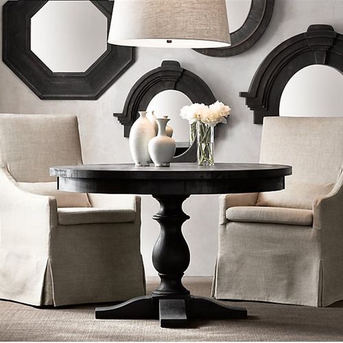 欧式复古实木茶几圆桌做旧餐桌婚纱拍照桌木方桌酒店咖啡厅餐桌