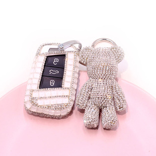 适用大众迈腾钥匙套新款CC帕萨特B8创意卡通可爱汽车钥匙壳扣女钻