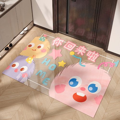 2024新款透明卡通入户地垫耐脏可裁剪门垫软玻璃PVC免洗可擦定制