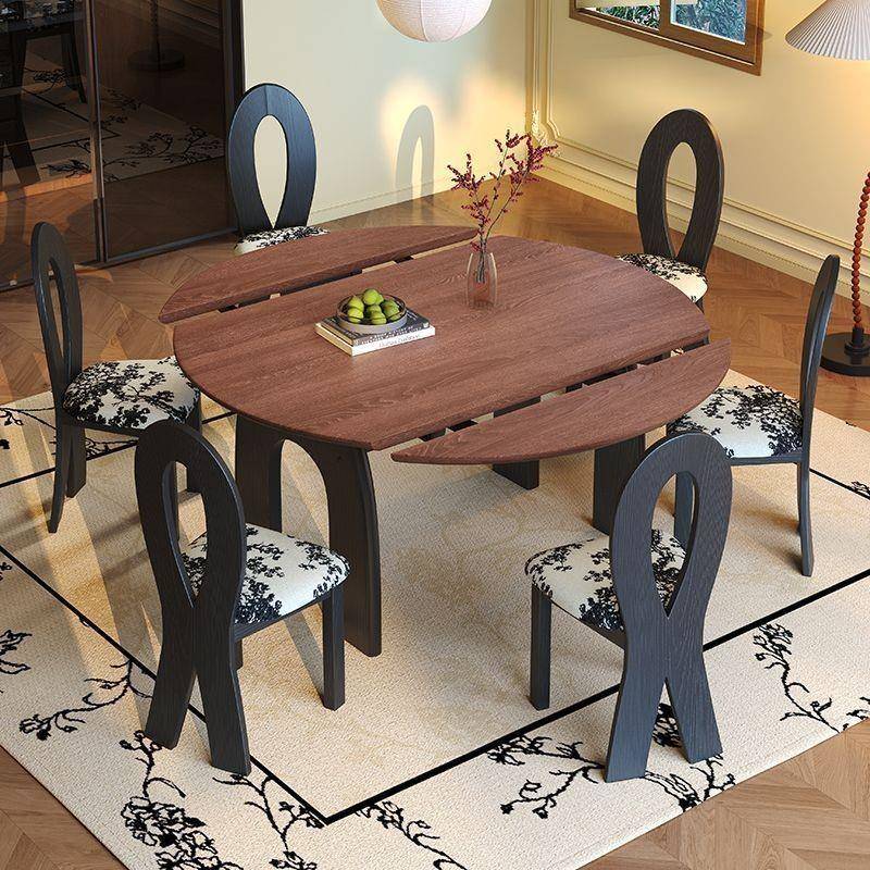 古中风PDF全实木餐餐桌椅组合方用圆两用复古桌折叠家伸缩饭桌桌