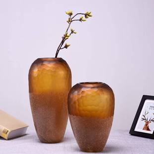 新款工磨刻插磨刻插花花花意瓶落地式玻花璃摆件瓶欧手式创玻璃花