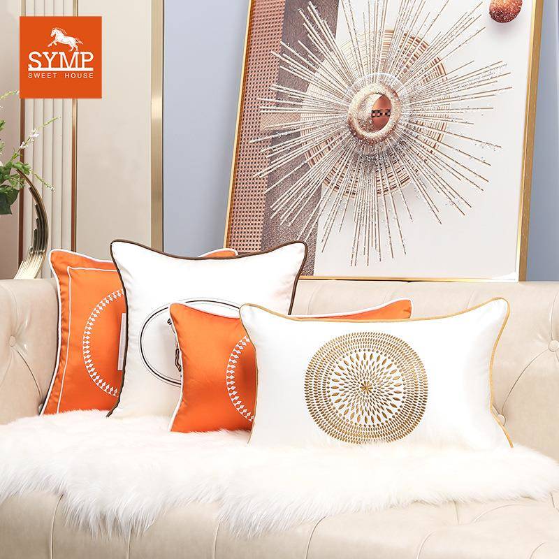 腰枕腰靠抱枕定制宿沙发子靠垫丝感刺椅酒GJMYZ-01店绣民床头腰靠