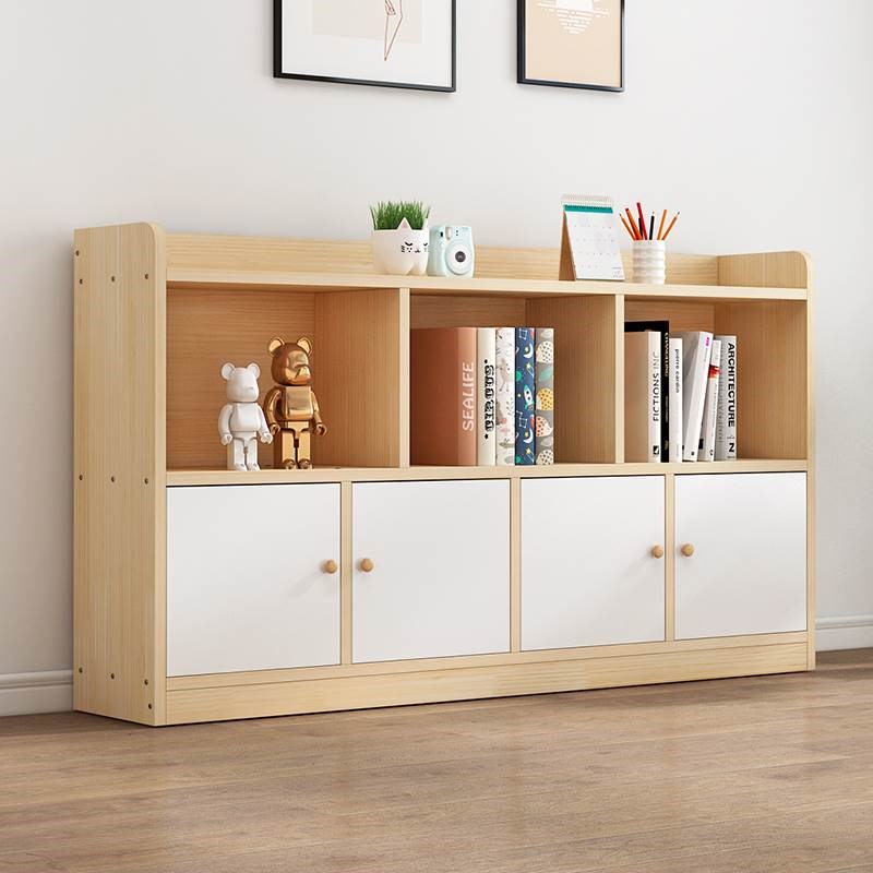 实木书柜收纳柜一体自由组合格子柜D带门松木儿童简约矮书架置物