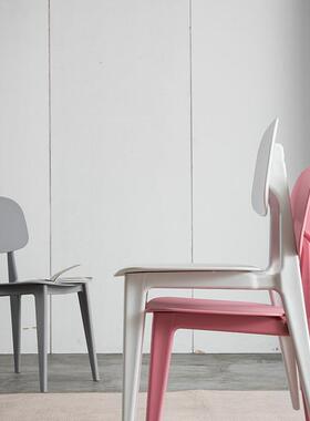 简约可叠放P环保塑36273料椅子背生员工食堂学餐P椅马卡龙色靠椅