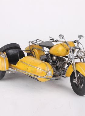 挎斗礼三轮摩托车模型侉子皮车模铁艺复古怀铁旧工艺MTC10物品红