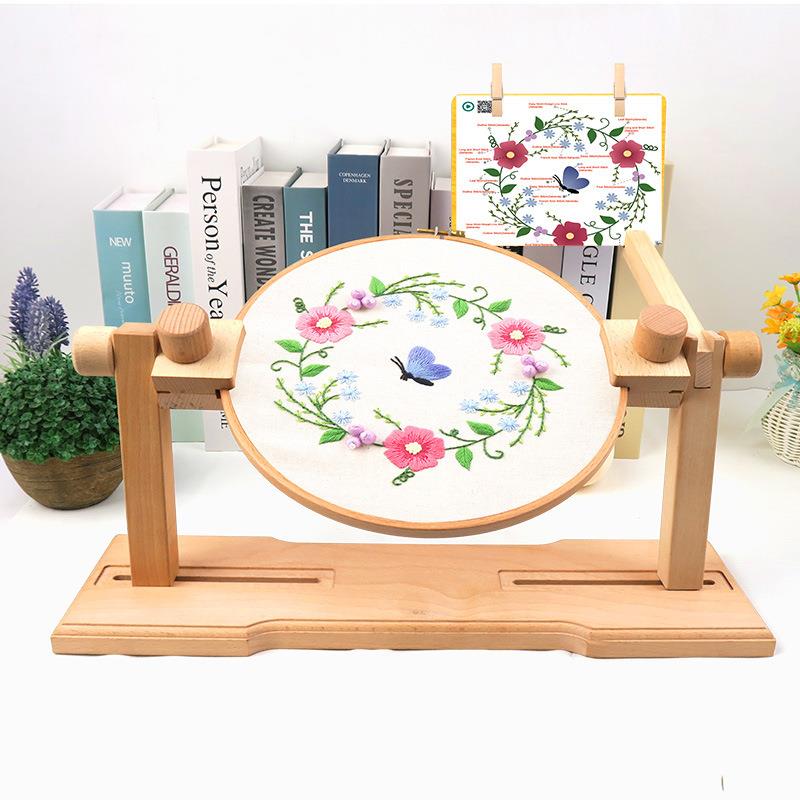 家用可节多功榉木台式绣架983218字十绣刺绣绣架通能用床调上刺绣