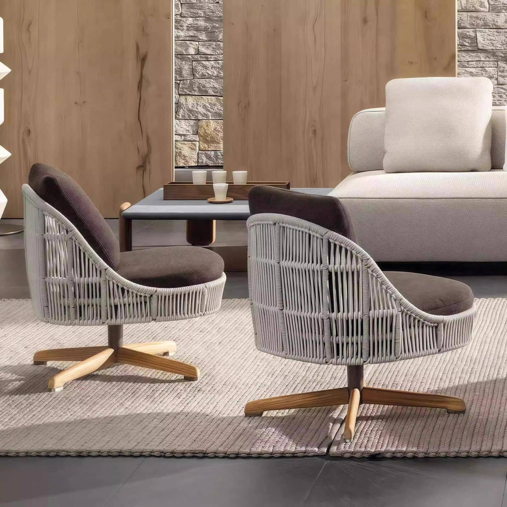 户外桌椅TG-071组合实木藤编休单人藤椅室外别墅民闲柚宿设计师沙