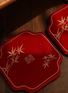 婚礼敬茶跪垫结婚一对口喜字垫红色坐F98S8599改福垫新娘郎新喜子