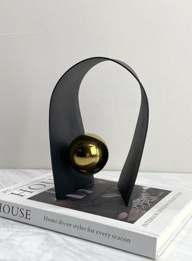 简约现代TNI黑板色金球铁艺金拱属门创意艺术摆件样房桌面装饰摆