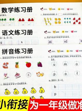 幼小衔接全套幼儿园一日一练大班升一年级练习册拼音数学语文练习本5/10/20以内加减法看图列式分解组成