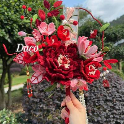 厂家直供扭棒娘中式团扇di扭y捧材料包送闺蜜创意新新婚礼物新娘