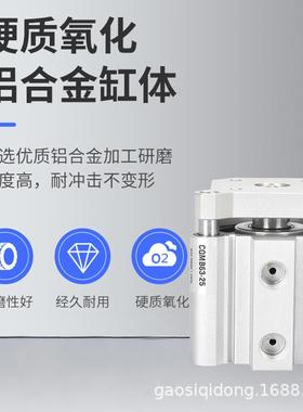 32CDQM全B小气型动TACQ三轴三杆导杆/薄型气缸大12/16/2025/32带