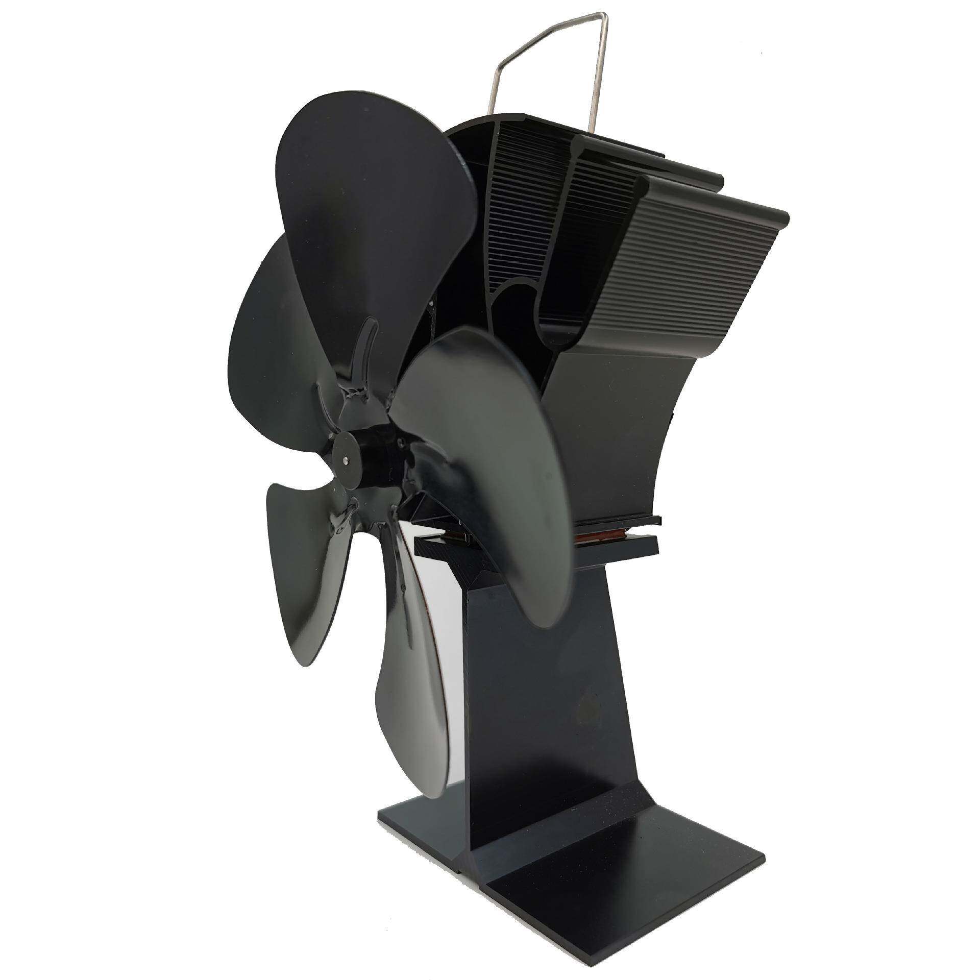 杭风厂家热TP2004-5动壁炉扇自启动五叶生态壁炉力风扇黑色木壁炉