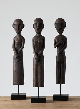 侘寂风创意人物艺术雕塑装饰摆件玄关高级感树脂工艺品民宿软装