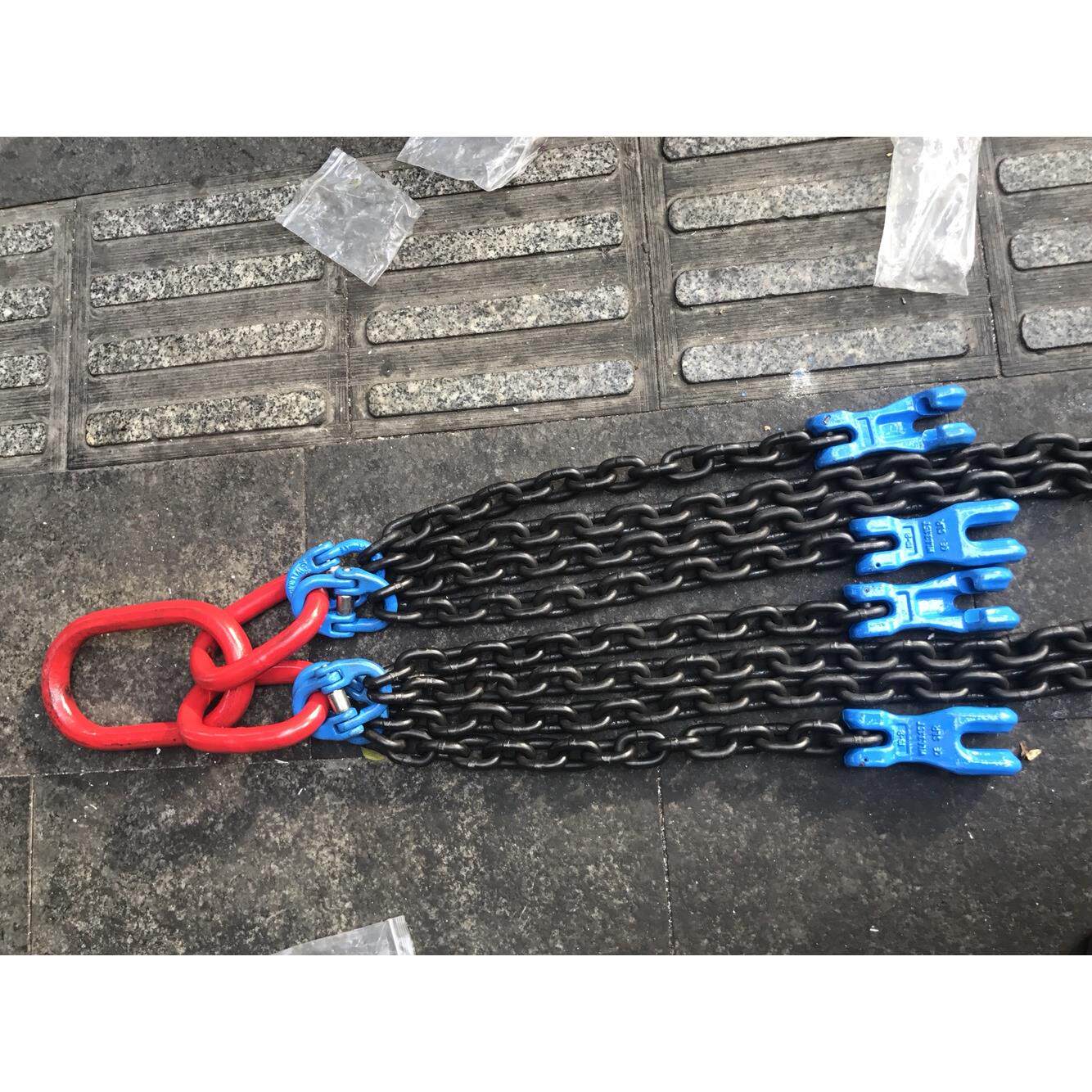 定制G80起重链条吊索具四腿，子母环蝴蝶扣链条调节器羊角安全钩
