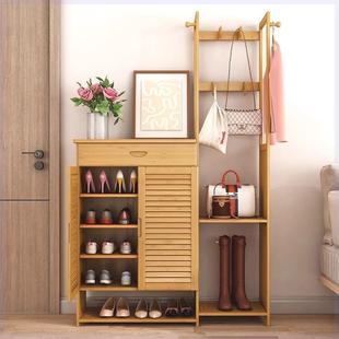 楠竹鞋柜全鞋柜用加竹厚楠竹柜衣帽架一体大容量家卧鞋室玄关柜多