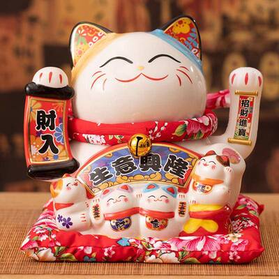 招财猫自动招手摆居件业电动礼品发开财摇家客厅店铺收LCY银台大