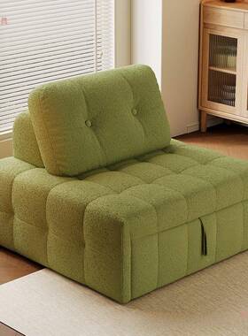 NNQ奶油风芙沙泡发床坐两卧用多功能小户型艺客布厅折叠伸缩单人