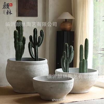 复大古白水泥花钵北欧墅简约AVW大花盆酒店别园林景观绿植盆镁泥