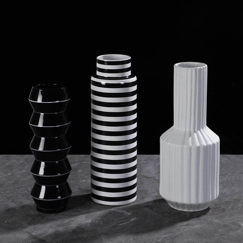 创意北欧黑白陶瓷花花瓶器BLW现代样板间楼软装设计售部艺工摆件,橡塑材料及制品,工业陶瓷,淘宝优惠券,粉丝福利购,淘宝优惠卷