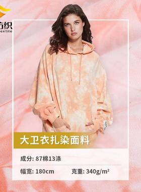 秋冬棉染卫牌衣针织面料毛圈布印花面料扎潮卫衣涤套VFW装布匹布