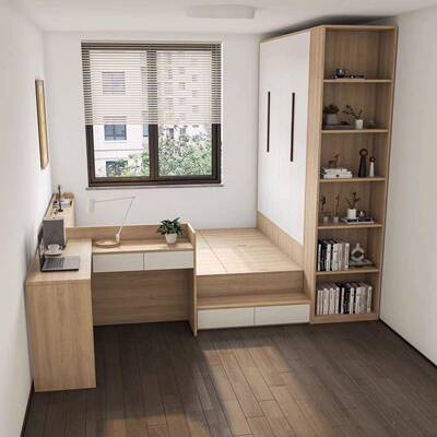 小书户型高榻箱榻米带桌床人90348衣柜一体床组合板式踏踏米小房